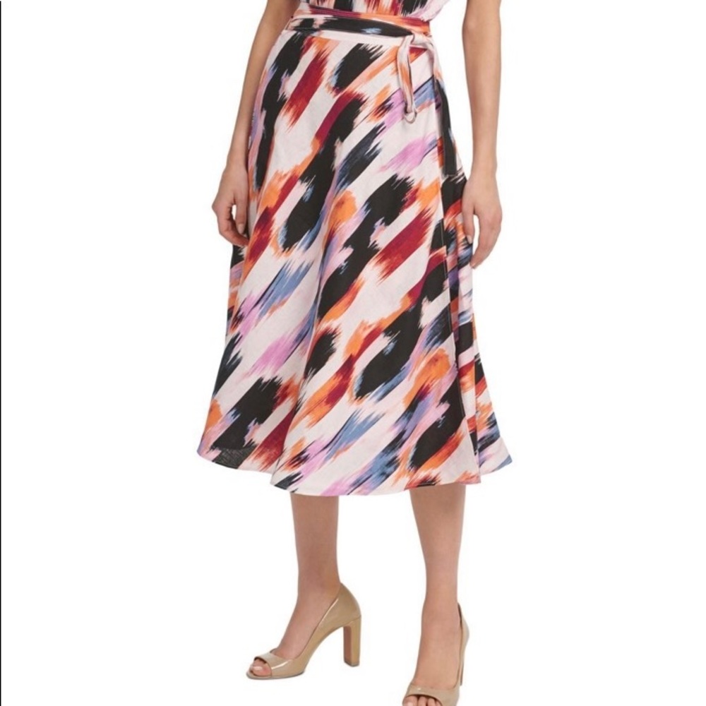 DKNY Linen Midi Skirt